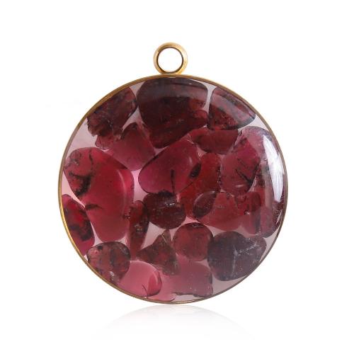 Resin Pendant, with Natural Stone & Shell & 304 Stainless Steel, DIY, more colors for choice, 18x25mm, Sold By PC