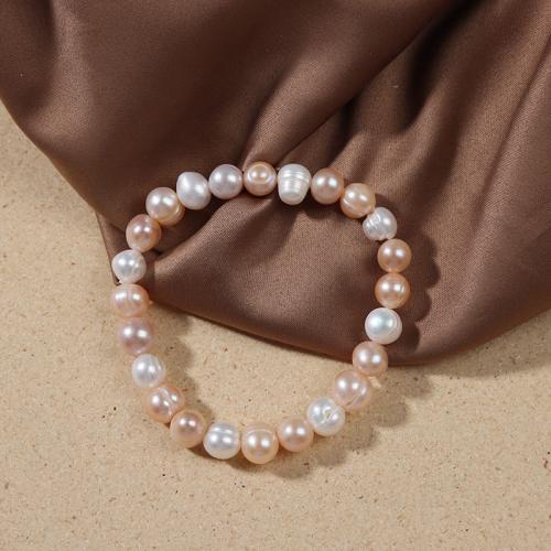 Slatkovodni Kulturan Biser narukvice, Slatkovodni Pearl, modni nakit & za žene, multi-boji, 7-8mm, Prodano By PC