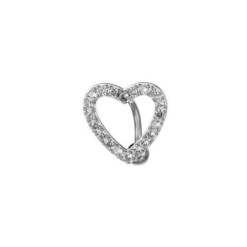 Brass Belly Ring  , with 316 Stainless Steel, Heart, Unisex & micro pave cubic zirconia, original color, 20x18mm, Sold By PC