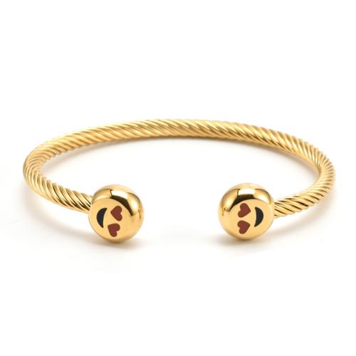 Bracelet d'acier titane, Plaqué or 18K, bijoux de mode & styles différents pour le choix & pour femme, doré, Longueur:Environ 17 cm, Vendu par PC