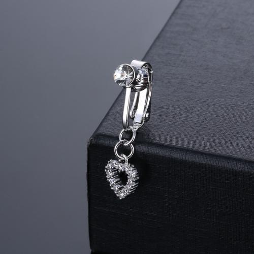 Brass Belly Ring  , Unisex & micro pave cubic zirconia, silver color, 42mm, Sold By PC