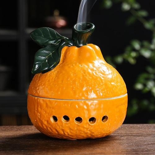 Porcelain Incense Burner, Tangerine, for home and office & durable, 105x105x120mm, Sold By PC