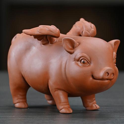 Tea Pet Decoration, Purple Clay, Pig, for home and office & durable & different styles for choice, more colors for choice, Sold By PC