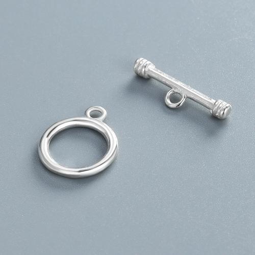 Sterling Silber Knebelverschluss, 925er Sterling Silber, DIY, O:10mm;T:14.5mm, verkauft von setzen