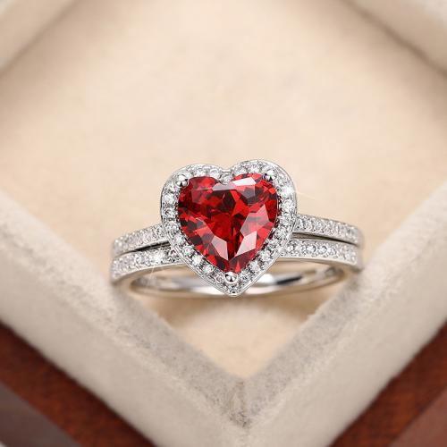 Fashion Brass Ring Set Heart 2 pieces & fashion jewelry & micro pave cubic zirconia & for woman Sold By Set