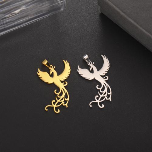 Stainless Steel Animal Pendants, 304 Stainless Steel, Phoenix, Vacuum Ion Plating, DIY, more colors for choice, 32x22mm, Sold By PC