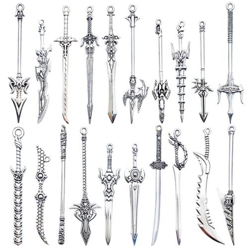 Zinc Alloy Pendants Sword antique silver color plated DIY nickel lead & cadmium free Approx Sold By Bag