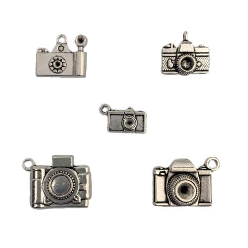 Zinc Alloy Pendants Camera antique silver color plated DIY nickel lead & cadmium free Approx Sold By Bag
