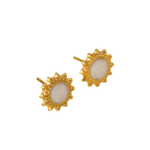 Boucle d'oreille de gaujon en acier inoxydable, Acier inoxydable 304, soleil, bijoux de mode & pour femme & émail, plus de couleurs à choisir, 10x10mm, Vendu par paire