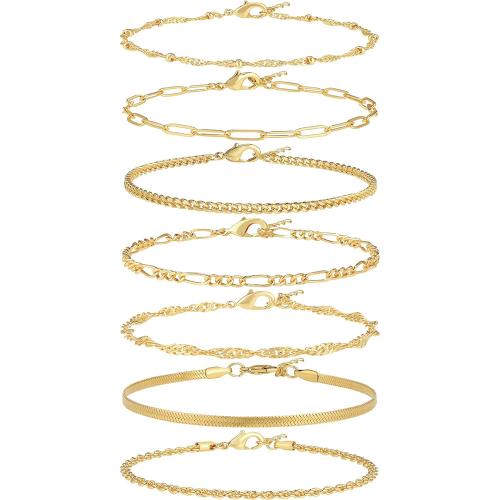 Stainless Steel Jewelry Bracelet, 304 Stainless Steel, plated, different designs for choice & for woman, more colors for choice, Length:14 cm, Sold By Set