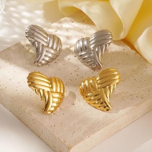 Stainless Steel Stud Earrings, 304 Stainless Steel, Heart, plated, for woman, more colors for choice, Sold By Pair