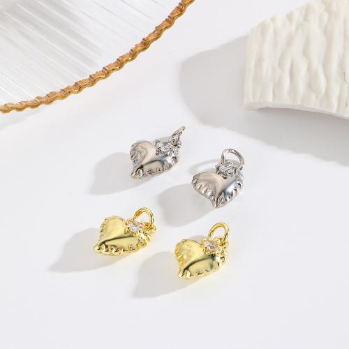 Cubic Zirconia Micro Pave Brass Pendant, Heart, plated, DIY & micro pave cubic zirconia, more colors for choice, nickel, lead & cadmium free, 16x10mm, 10PCs/Bag, Sold By Bag