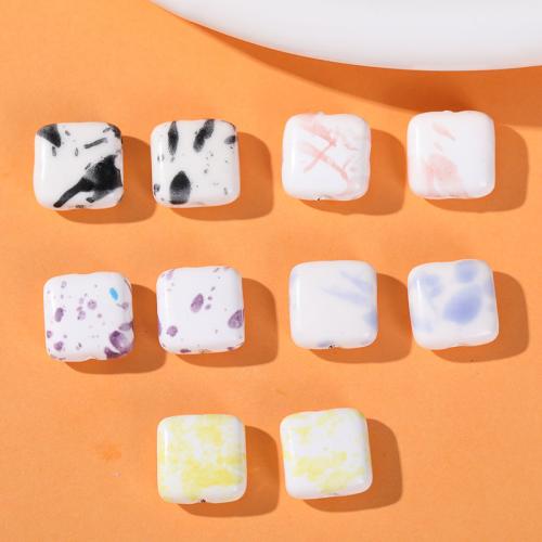 Porcelain Jewelry Beads,  Square, DIY, more colors for choice, 13x13mm, 100PCs/Bag, Sold By Bag