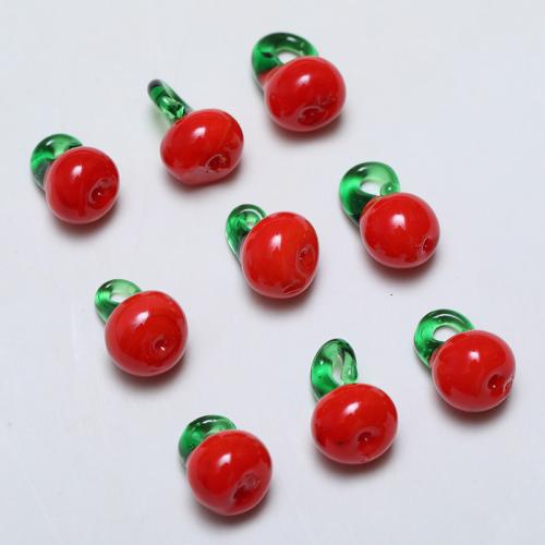 Pendentifs Murano de mode, chalumeau, Tomate, DIY, rouge, 15x11mm, 100PC/sac, Vendu par sac