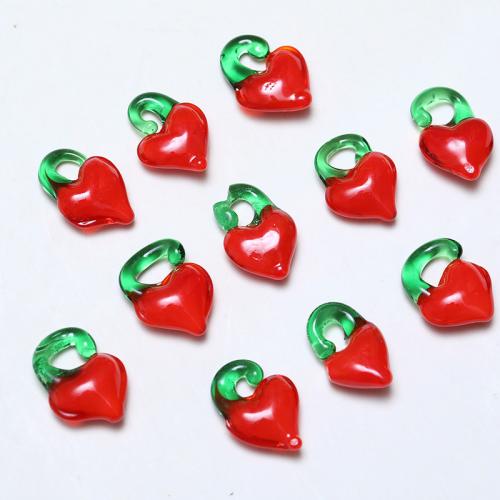 Pingentes de lampwork de moda, vidrilho, Coração, DIY, vermelho, 17x13mm, 100PCs/Bag, vendido por Bag