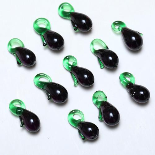 Mode Lampwork Pendants, Aubergine, DIY, svart, 20x9mm, 100PC/Bag, Säljs av Bag