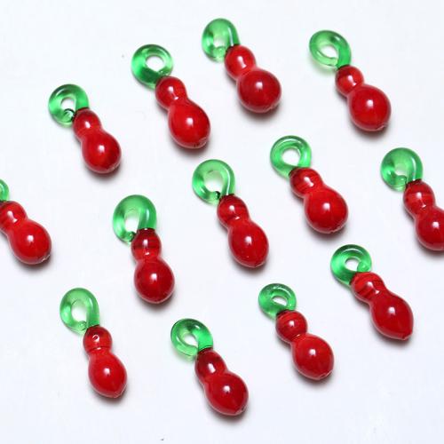 Fashion Lampwork Pendants, Calabash, DIY, red, 25x10mm, 100PCs/Bag, Sold By Bag