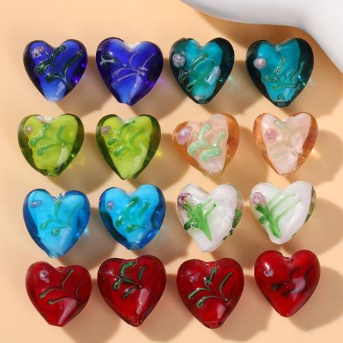 Lampwork Beads, Heart, DIY & different designs for choice, more colors for choice, 15x15mm, 100PCs/Bag, Sold By Bag