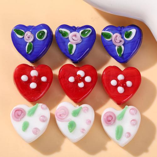 Fashion Glass Beads, Heart, DIY & different designs for choice, more colors for choice, 15x16mm, 100PCs/Bag, Sold By Bag