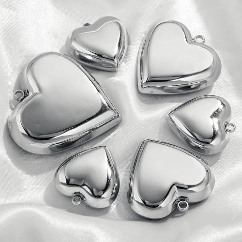 Rostfritt stål Hjärta Hängen, 304 rostfritt stål, silver pläterad, DIY & olika storlek för val, silver, Säljs av PC