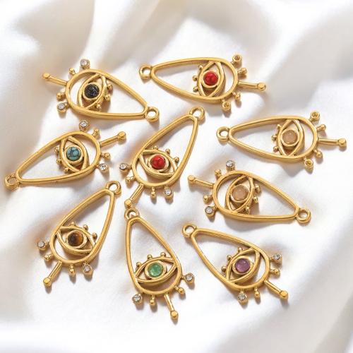 Stainless Steel Pendants 304 Stainless Steel with Natural Stone gold color plated DIY & with rhinestone golden Sold By Bag