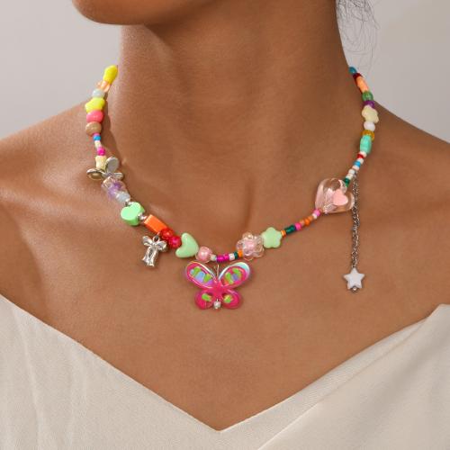 Cink Alloy nakit ogrlice, s Smola, s 6.5cm Produžetak lanac, pozlaćen, modni nakit, multi-boji, nikal, olovo i kadmij besplatno, Dužina 37 cm, Prodano By PC