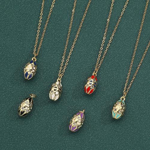 Cubic Zircon Micro Pave Brass Necklace, with 5cm extender chain, plated, fashion jewelry & micro pave cubic zirconia & enamel, more colors for choice, nickel, lead & cadmium free, 9.50x22mm, Length:45 cm, Sold By PC