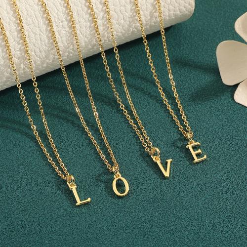 Brass Necklace, with 5cm extender chain, Alphabet Letter, gold color plated, fashion jewelry & different designs for choice, golden, nickel, lead & cadmium free, Length:45 cm, Sold By PC