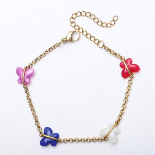 Pulsera de Acero Inoxidable, acero inoxidable 304, con 5cm extender cadena, 18K chapado en oro, Joyería & unisexo & esmalte, más colores para la opción, longitud 17 cm, Vendido por UD