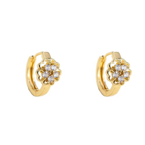 Laiton Leverback boucle d'oreille, avec zircon cubique, bijoux de mode & pour femme, Or, Vendu par paire