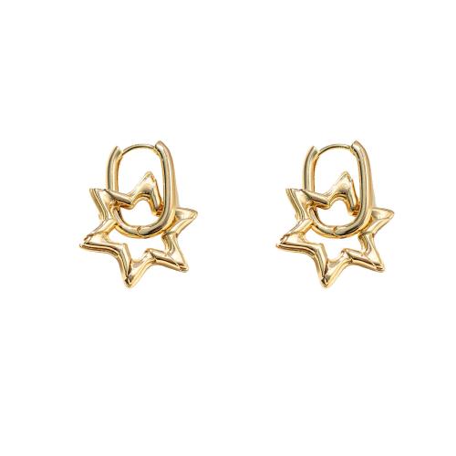 Brass Leverback Earring, Star, fashion jewelry & for woman & hollow, gold, Sold By Pair