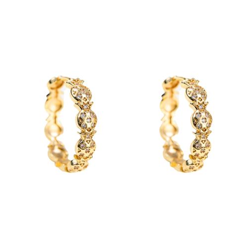 Boucles d'oreilles en laiton zircon cubique pavent, bijoux de mode & pavé de micro zircon & pour femme, Or, Vendu par paire