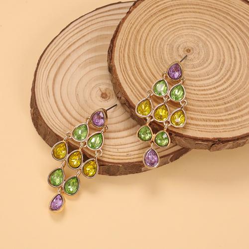 Tibetan Style Stud Earring, plated, micro pave cubic zirconia & for woman, golden, Sold By Pair