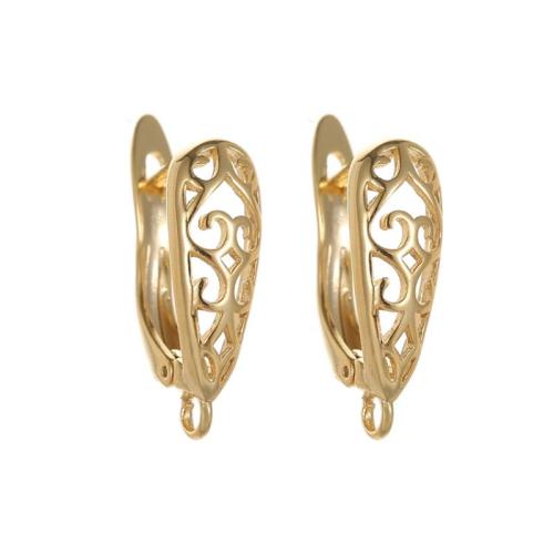 Brass Hoop Earring Components plated DIY & micro pave cubic zirconia golden Sold By Pair