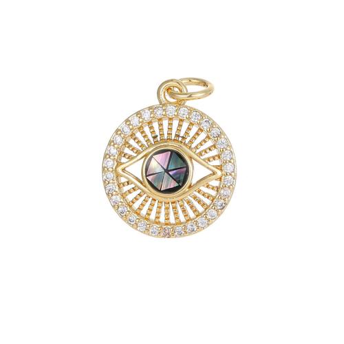 Cubic Zirconia Micro Pave Brass Pendant, with White Shell & Abalone Shell, plated, DIY & different styles for choice & micro pave cubic zirconia, more colors for choice, Sold By PC