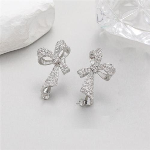 Brass Earring Stud Component, plated, DIY & different styles for choice & micro pave cubic zirconia, more colors for choice, Sold By Pair