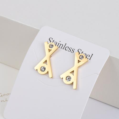 Pendientes de Acero Inoxidable, acero inoxidable 304, chapado, micro arcilla de zirconia cúbica & para mujer, más colores para la opción, 22x16.70x1.50mm, Vendido por Par