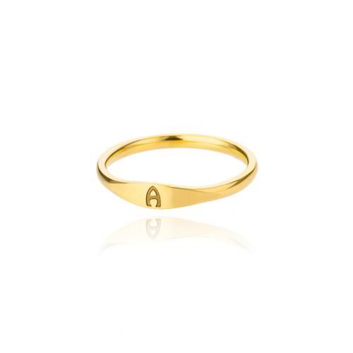 Anillo de dedo de acero inoxidable, acero inoxidable 304, chapado, Letras son de la A la Z & unisexo & diferentes patrones para la opción, dorado, tamaño:7, Vendido por UD