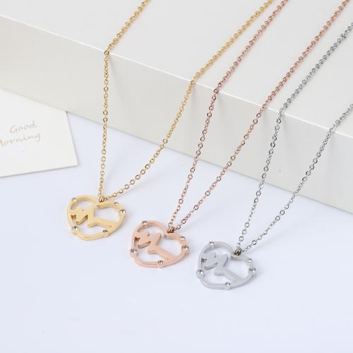 Stainless Steel Jewelry Necklace, 304 Stainless Steel, with 5cm extender chain, plated, micro pave cubic zirconia & for woman, more colors for choice, Length:Approx 45 cm, Sold By PC