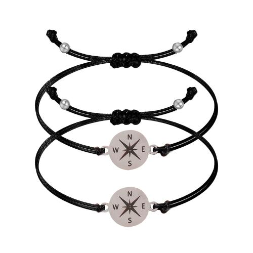 Fashion Opret Wax Cord Armbånd, Zinc Alloy, med Voks & Kobber Coated Plastic, Unisex & forskellige stilarter for valg, sort, Solgt af PC