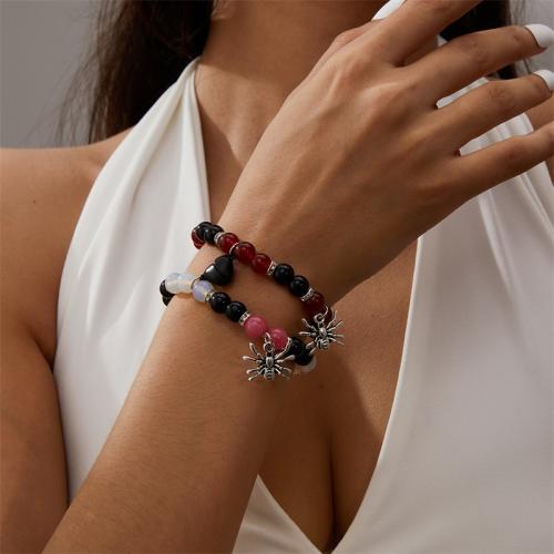 Rode Agaat Armbanden, met Magneet & Elastische draad & Glas, verschillende stijlen voor de keuze & voor paar, meer kleuren voor de keuze, Verkocht door PC