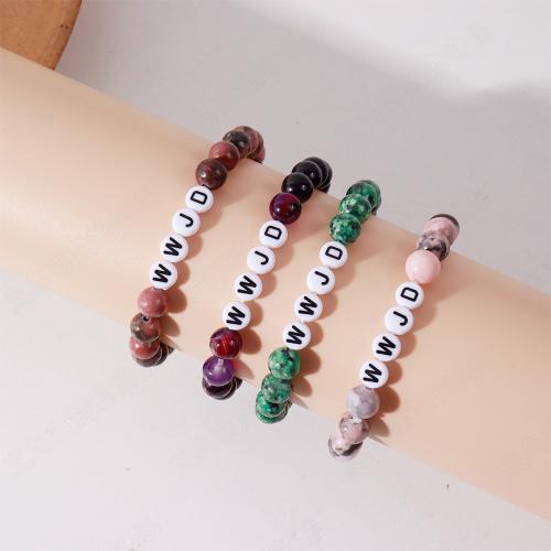 Pulseras de piedras preciosas, Piedra natural, diferentes materiales para la opción & para mujer, más colores para la opción, longitud 12 cm, Vendido por UD