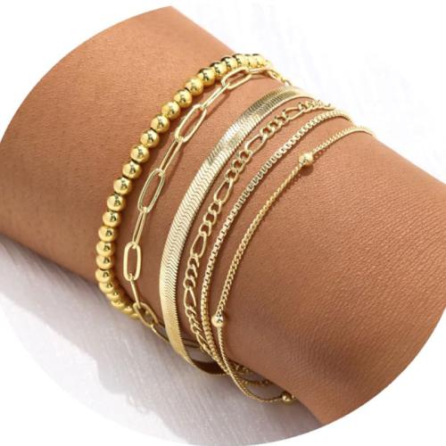 Anklet de acero inoxidable, acero inoxidable 304, chapado, multicapa & diferentes estilos para la opción & para mujer, más colores para la opción, longitud:17 cm, Vendido por UD