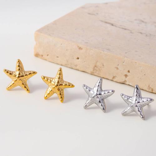 Stainless Steel Stud Earrings, 304 Stainless Steel, Starfish, plated, for woman, more colors for choice, nickel, lead & cadmium free, Sold By PC