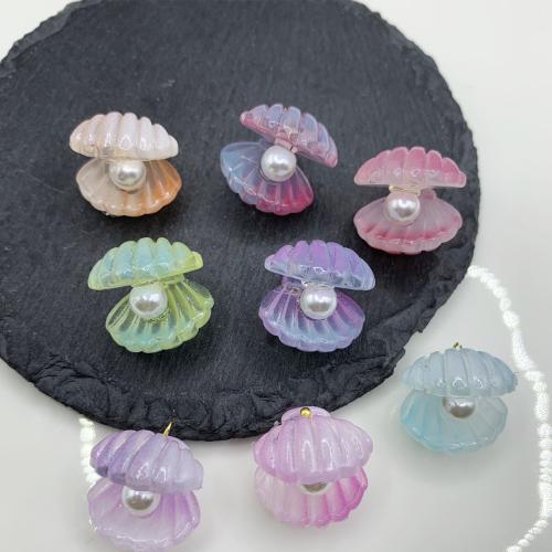 Fashion Lampwork Pendants, with Plastic Pearl, Shell, stoving varnish, DIY, more colors for choice, 16x18mm, Sold By PC