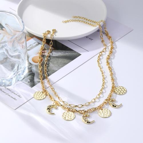 Zinc Alloy Necklace with Plastic Pearl gold color plated & for woman & with rhinestone Sold By PC