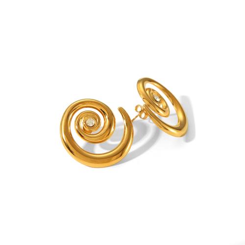 Stainless Steel Stud Earrings 304 Stainless Steel fashion jewelry & for woman golden Sold By Pair