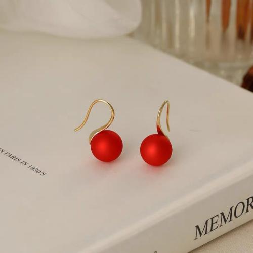 Brass Drop Earring, with Plastic Pearl, fashion jewelry & for woman, more colors for choice, 19x12mm, Sold By Pair