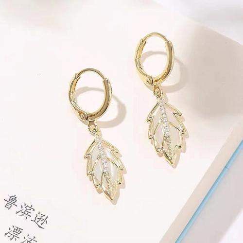 Huggie Hoop Drop Earring Zinc Alloy fashion jewelry & for woman & with rhinestone golden Sold By Pair