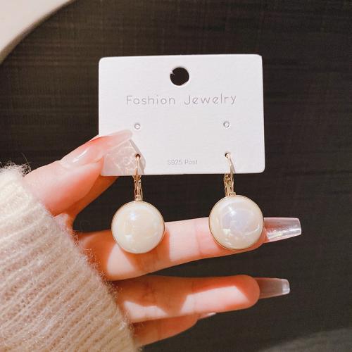 Tibetan Style Drop Earrings, with Plastic Pearl & Brass, fashion jewelry & different styles for choice & for woman, golden, 35x19mm, Sold By Pair